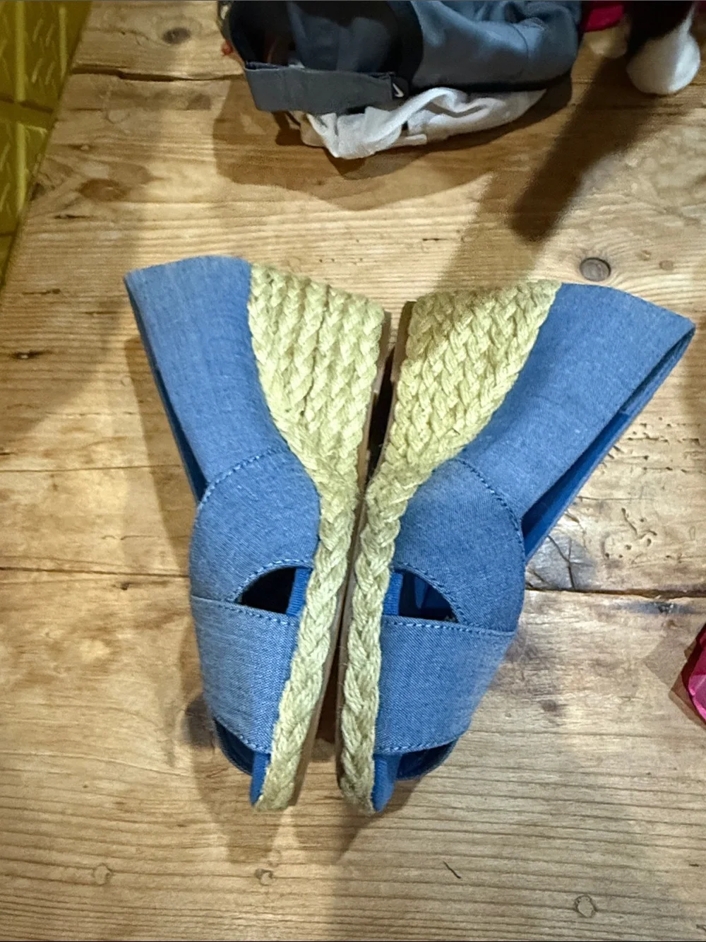 Chaps Blue Peep-Toe Wedge Flats